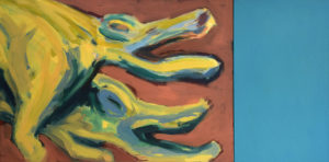 KROKODILE, Acryl auf Nessel, 90 x 125 cm (ohne Farbtafel), 1992